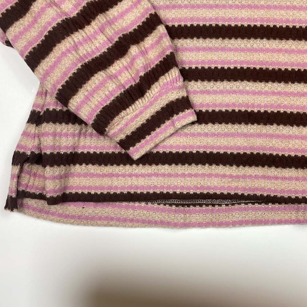 Lush > Pink Waffle Striped Sweater Small - Picture 5 of 9